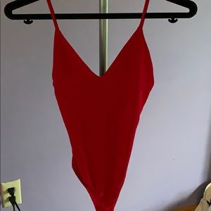 Red V- Neck Bodysuit